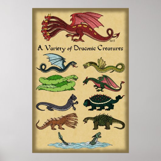 Een verscheidenheid aan draconische creaties poster (Voorkant)