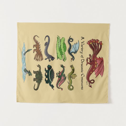 Een verscheidenheid aan draconische creaties wandkleed (Voorkant (horizontaal))