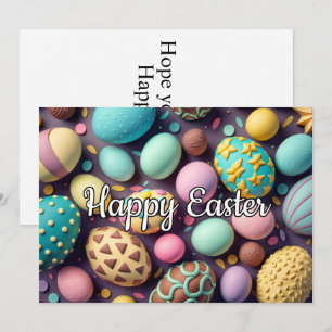Een verscheidenheid aan heerlijke chocolade paasei feestdagenkaart