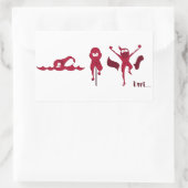 Een verscheidenheid aan producten met de rode 'Tri Rechthoekige Sticker (Tas)