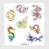 Een verscheidenheid van zeven draken sticker (Vel)