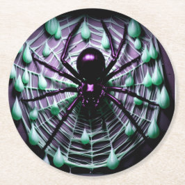 Een verschrikkelijke zwarte spin! ronde kartonnen onderzetter