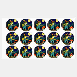Een Vertrouwde Pad Heks Foeragerend 's Nachts Labels