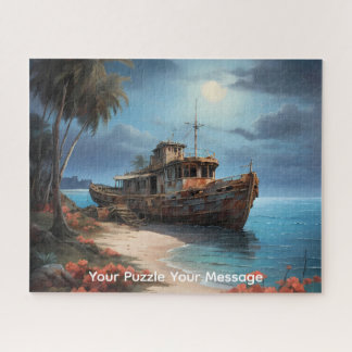 Een vervallen verlaten boot aquarel kunstwerk legpuzzel