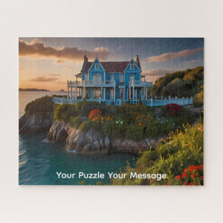Een vervallen verlaten huis aquarel kunstwerk legpuzzel