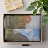 Een verweerde rode schuur met een Twin Tree Tissuepapier (Geschenk)