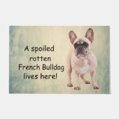 Een verwende Franse buldog woont hier Deurmat (Voorkant)