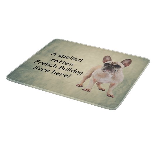 Een verwende rotte Franse buldog leeft Snijplank (Hoek)