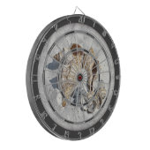 Een verzameling schelpen op zand dartbord (Voorkant Links)