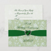 Een Vet Damask 55th Wedding Jubileum RSVP (Voorkant / Achterkant)