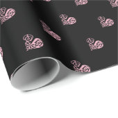 Een vet zwart-roze filigrieontwerp cadeaupapier (Rol Hoek)