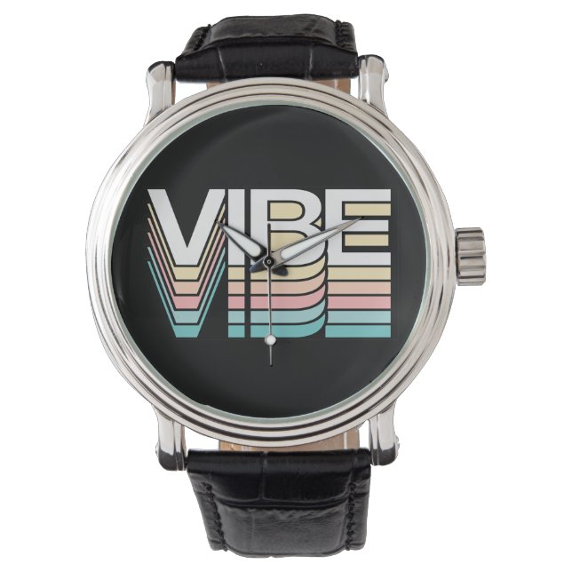 Een vibe Shift Retro Mood Typografie Horloge (Voorkant)