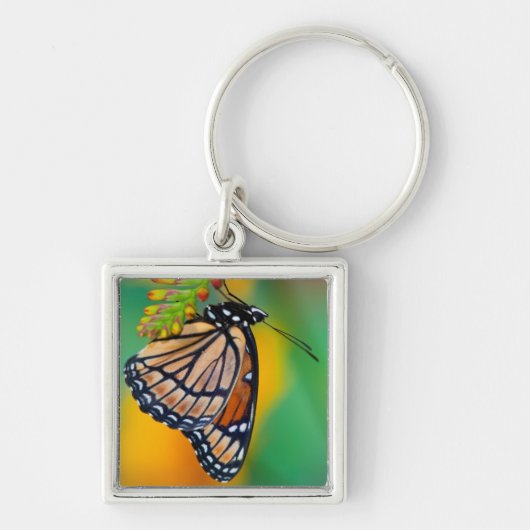 Een Viceroy-vlinder op bloemen Sleutelhanger (Voorkant)