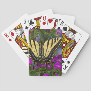 Een Viceroy-vlinder op donkerroze bloemen Pokerkaarten