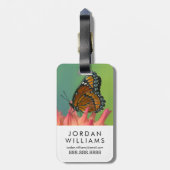Een Viceroy vlinder op een Zinnia Bagagelabel (Achterkant verticaal)