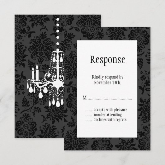 Een Victoriaans bruiloft in Damask RSVP (Voorkant / Achterkant)