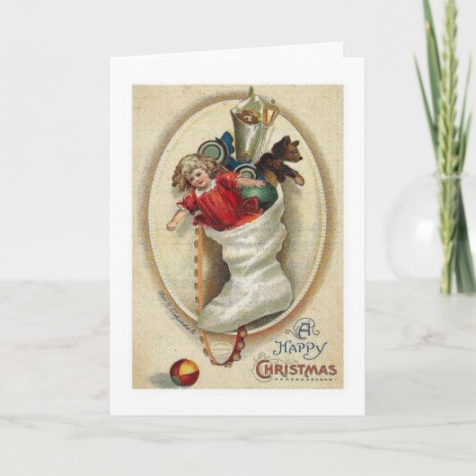 Een Victoriaans Happy Christmas Kaart (Voorkant)