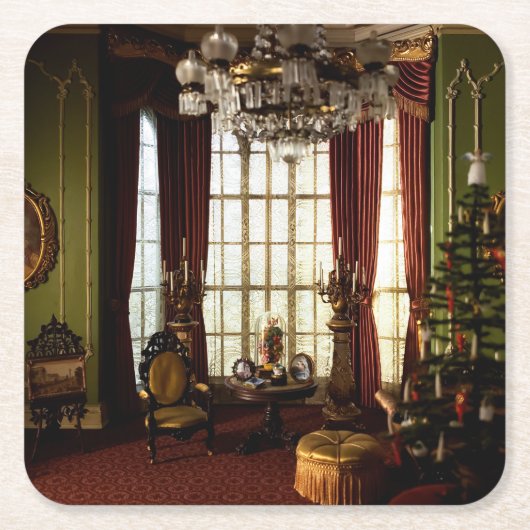 Een Victoriaans kerstfeest - Papier Onderzetter (Voorkant)