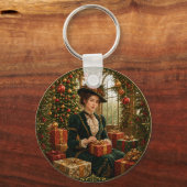 Een Victoriaans kerstochtend Sleutelhanger (Voorkant)