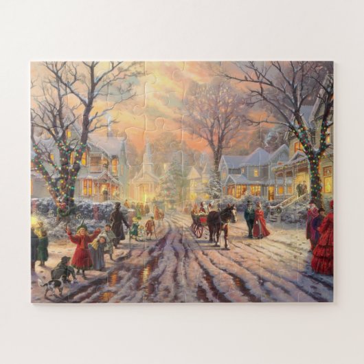 Een Victoriaans kerstpuzzel met kerstpuzzel Legpuzzel (Horizontaal)