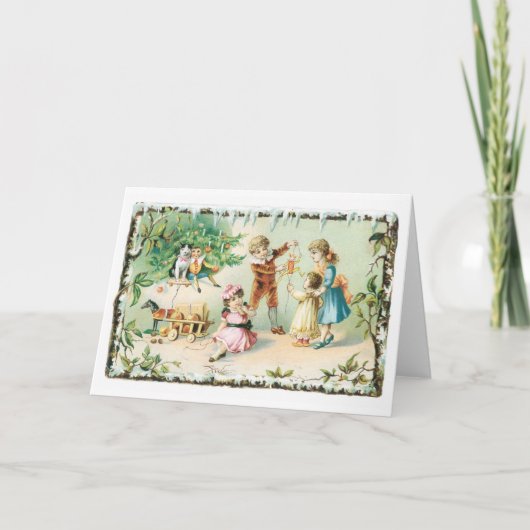 Een Victoriaans kinderkerst Feestdagen Kaart (Voorkant)