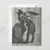 Een Victoriaans Kus/Gothic Winged Vampire Briefkaart (Voorkant / Achterkant)