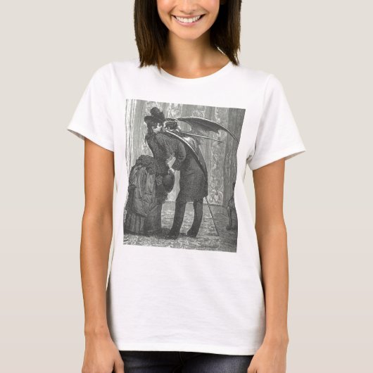 Een Victoriaans Kus/Gothic Winged Vampire T-shirt (Voorkant)