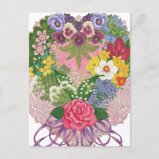 Een Victoriaans Nosegay Valentijn Briefkaart (Voorkant)