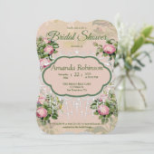 Een Victoriaans tuin groen met roze rozen Kaart (Staand voorkant)