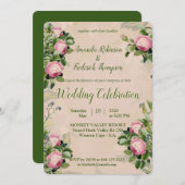Een Victoriaans tuinbouwer met roze rozen bruiloft Kaart (Voorkant / Achterkant)