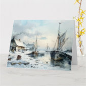 Een Victoriaans wintervrede: kerstgroeten Kaart (Gele Bloem)