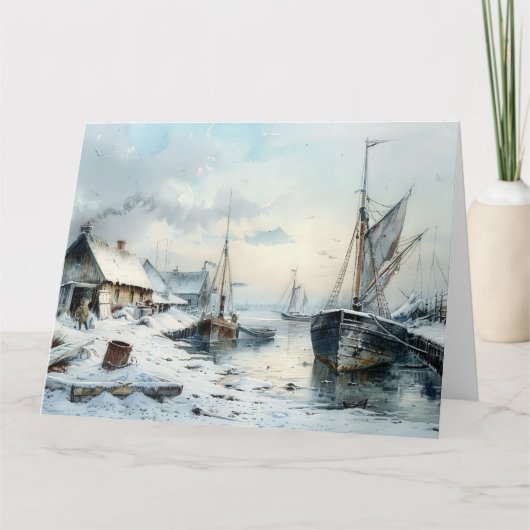 Een Victoriaans wintervrede: kerstgroeten Kaart (Voorkant)