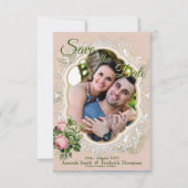 Een Victoriaanse Bush-tuin groen Save the Date (Voorkant)