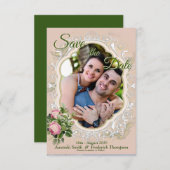 Een Victoriaanse Bush-tuin groen Save the Date (Voorkant / Achterkant)