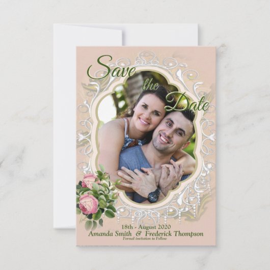 Een Victoriaanse tuinvieren in de bush met groene  Save The Date (Voorkant)