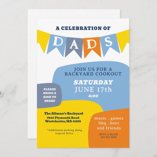 Een viering van Dads Vaderdag Cookout Party Kaart (Voorkant / Achterkant)