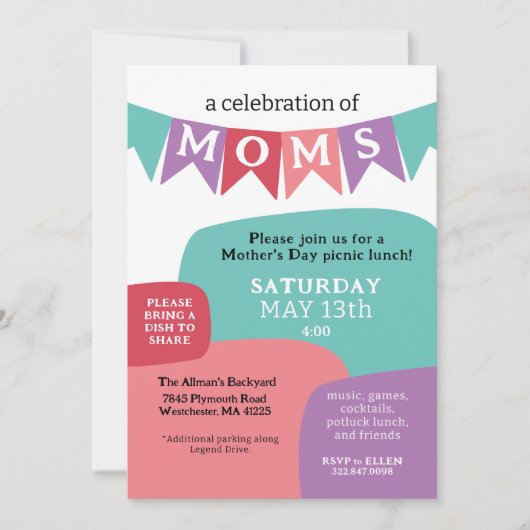 Een viering van de Moms Moederdag Party Kaart (Voorkant)