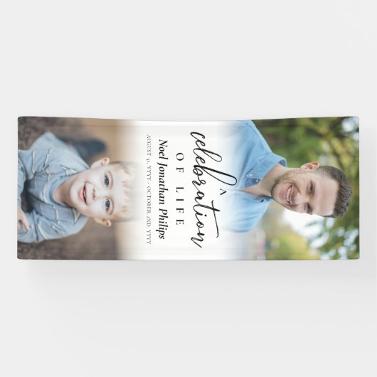 Een viering van het leven twee foto's spandoek (Horizontaal)