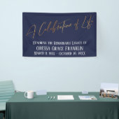 Een viering van het 'Life Gold Handwriting Navy Bl Spandoek (Beurs)