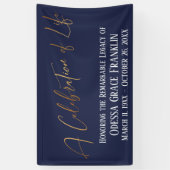 Een viering van het 'Life Gold Handwriting Navy Bl Spandoek (Verticaal)