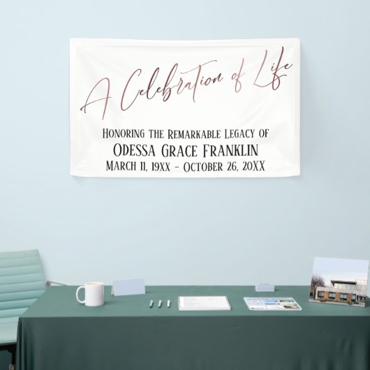 Een viering van Life Roos Gold Modern Handwriting Spandoek (Beurs)