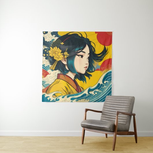 Een Vietnamees meisje in volle bloei Wandkleed (In situ)