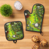 Een vijver met onzuivere gedachten ovenwant & pannenlap set (Top down)