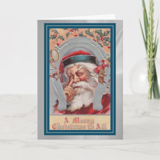 Een vinger opzij leggen van zijn neus Retro Santa Kaart (Voorkant)