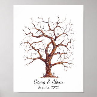Een Vingerafdruk Gastenboek Boom Olieverfschilderi Poster