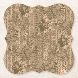 Een vintage bloempatroon met ingewikkeld bruin ont kartonnen onderzetters