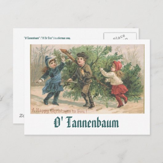 Een vintage kerst Kaart - O' Tannenbaum (Voorkant / Achterkant)