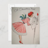 Een Vintage Kerstmis Retro Briefkaart (Voorkant / Achterkant)