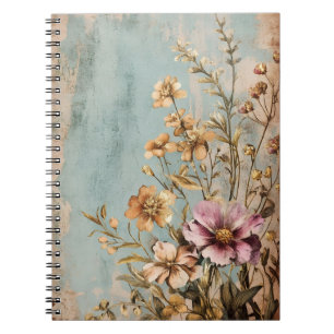 Een vintage of shabby chic bloemcompositie notitieboek