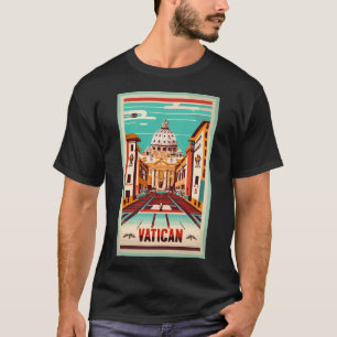 Een vintage reiskunst van het Vaticaan - Vaticaans T-shirt